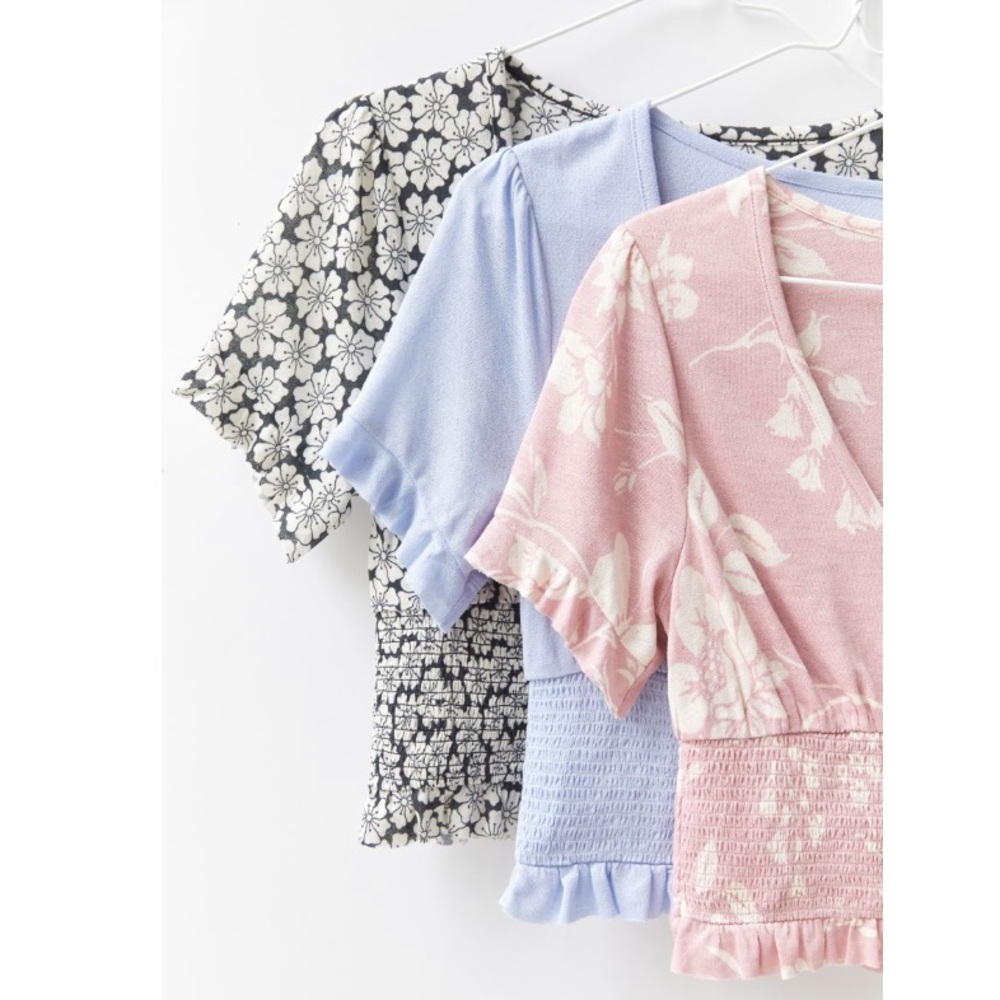 Button down smocked top